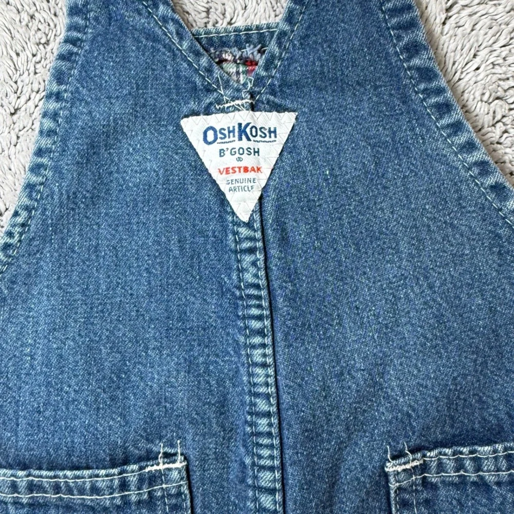 Vintage OshKosh Bgosh Plaid Lined Overalls 6/9M Denim Vestbak USA Made 80s 90s